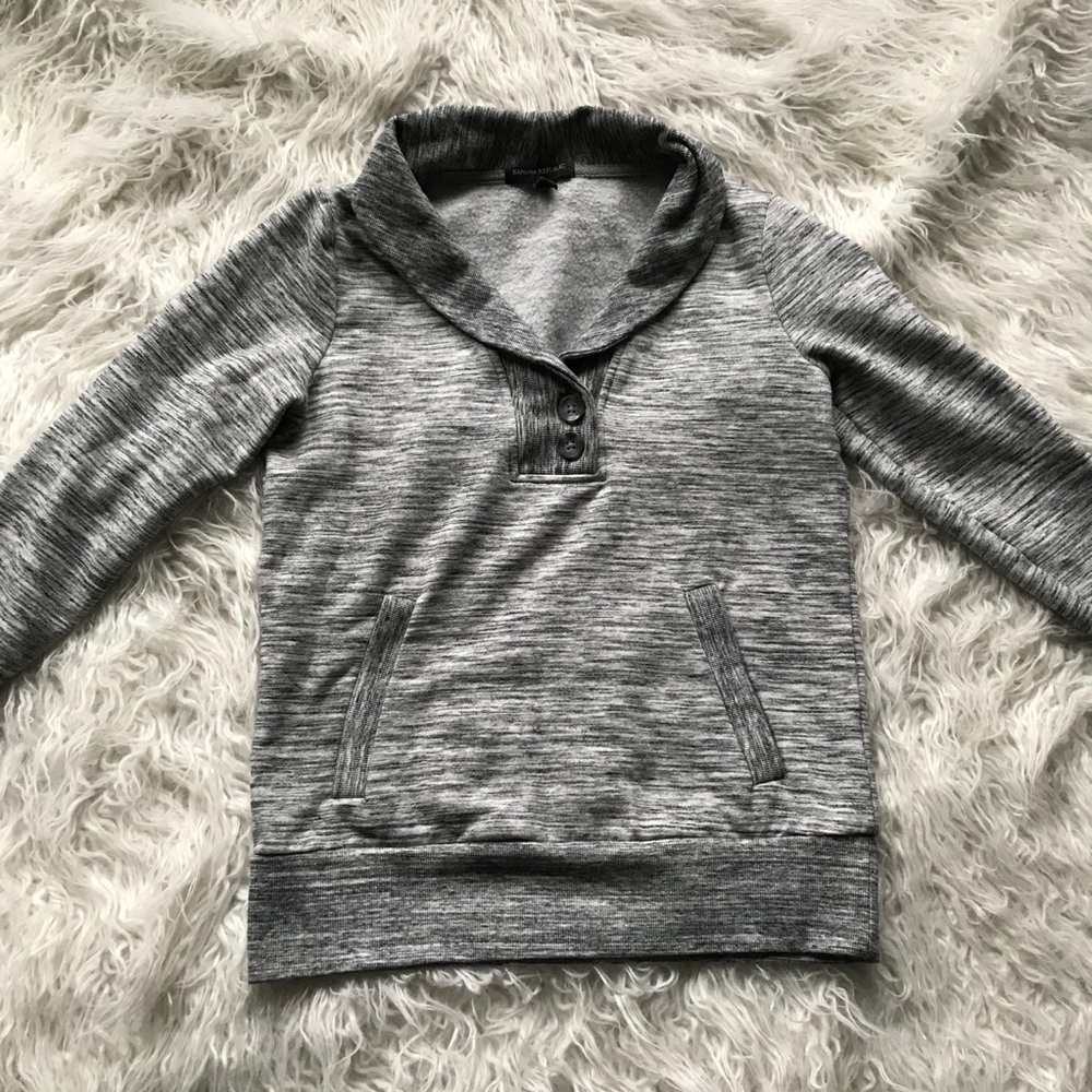 BANANA REPUBLIC GREY‎ SHAWL SWEATER POPOVER